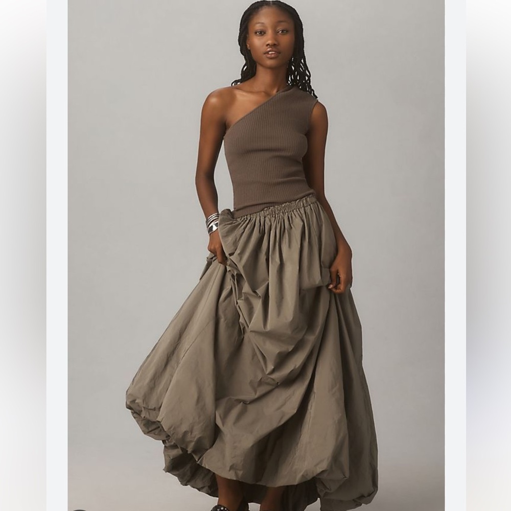 Maeve Bubble Maxi Skirt- Olive